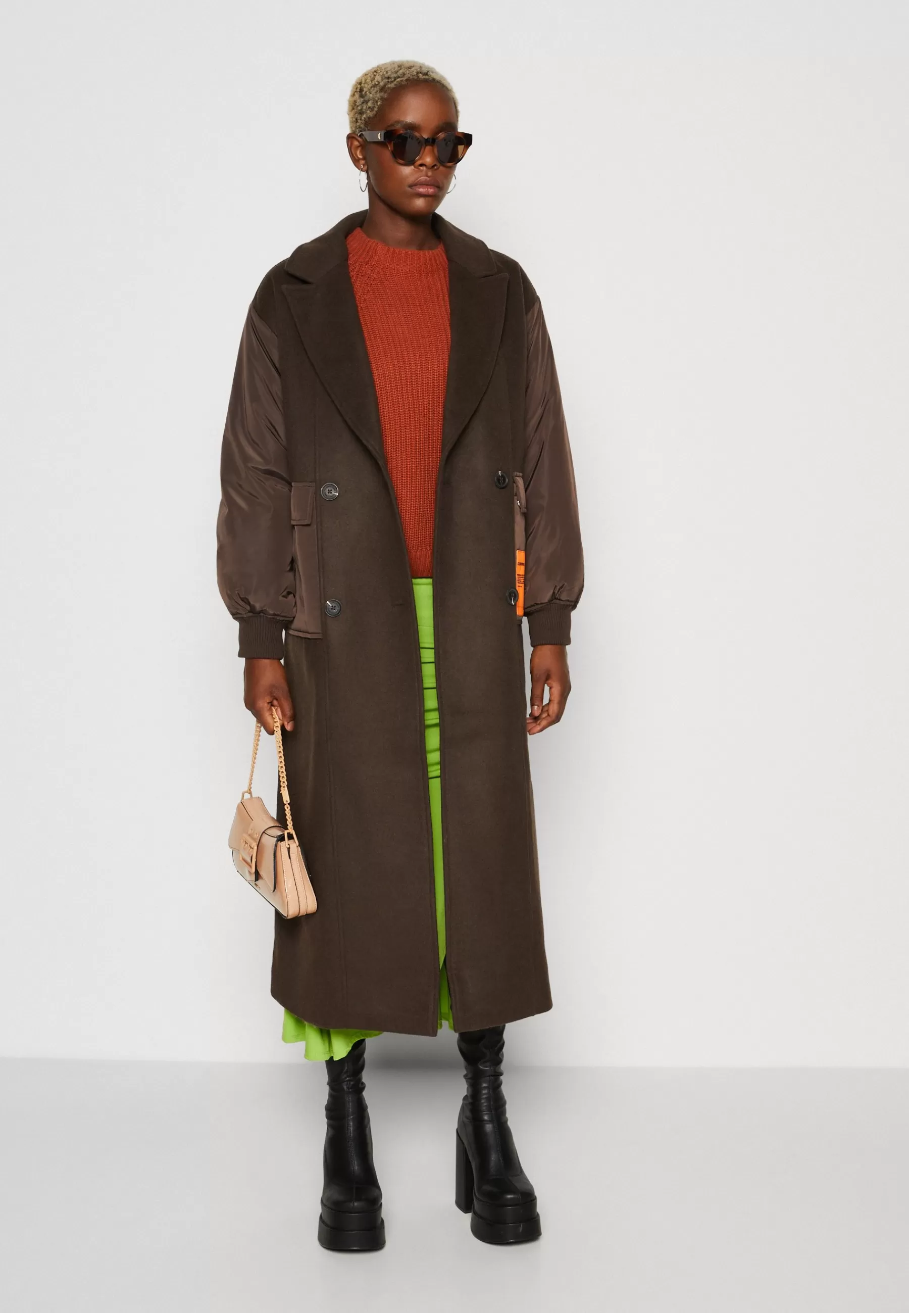 Shop Ada Contrast Long Coat - Cappotto Classico Donna Classici