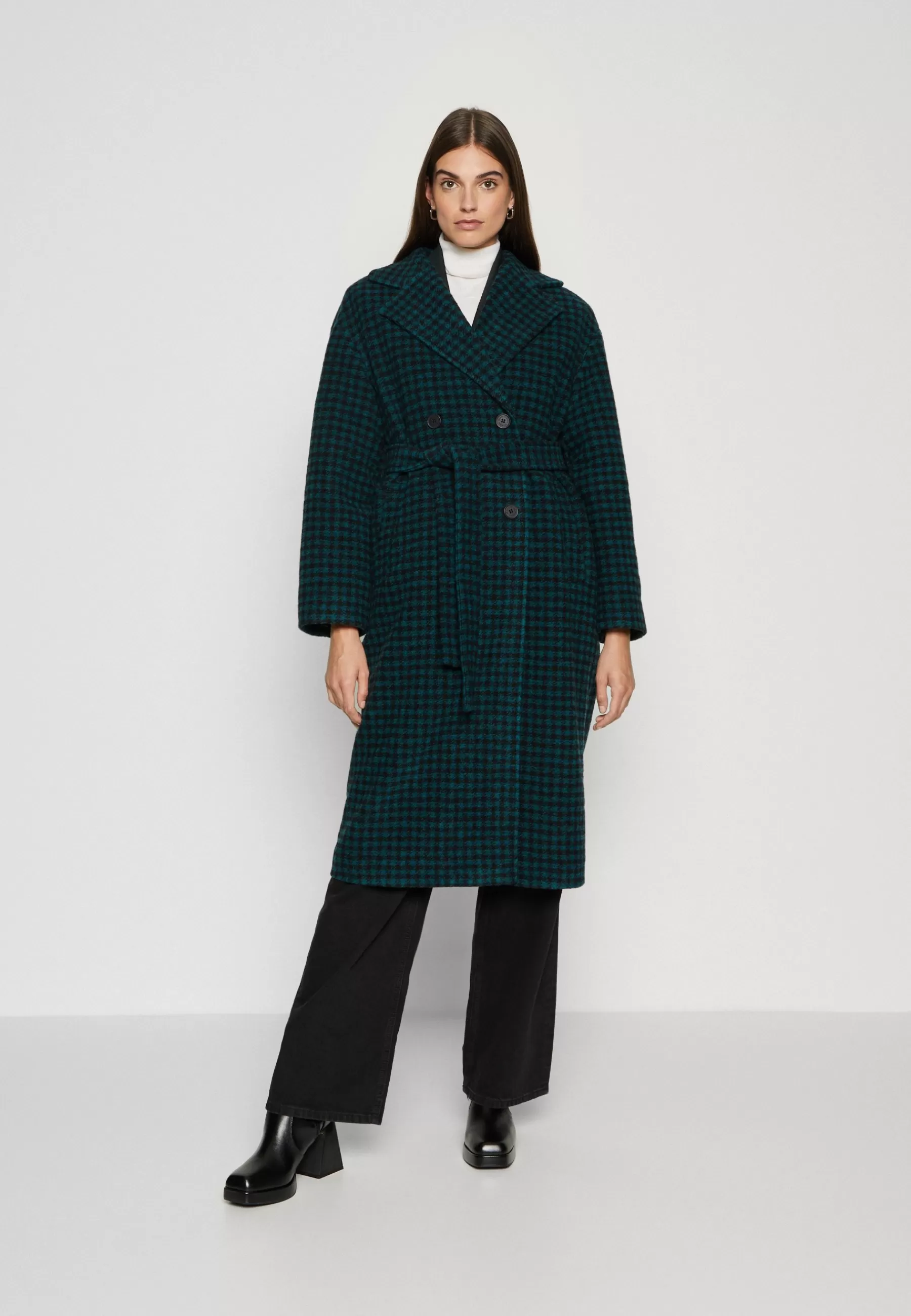 Discount Checked Double Breasted Coat - Cappotto Classico Donna Classici
