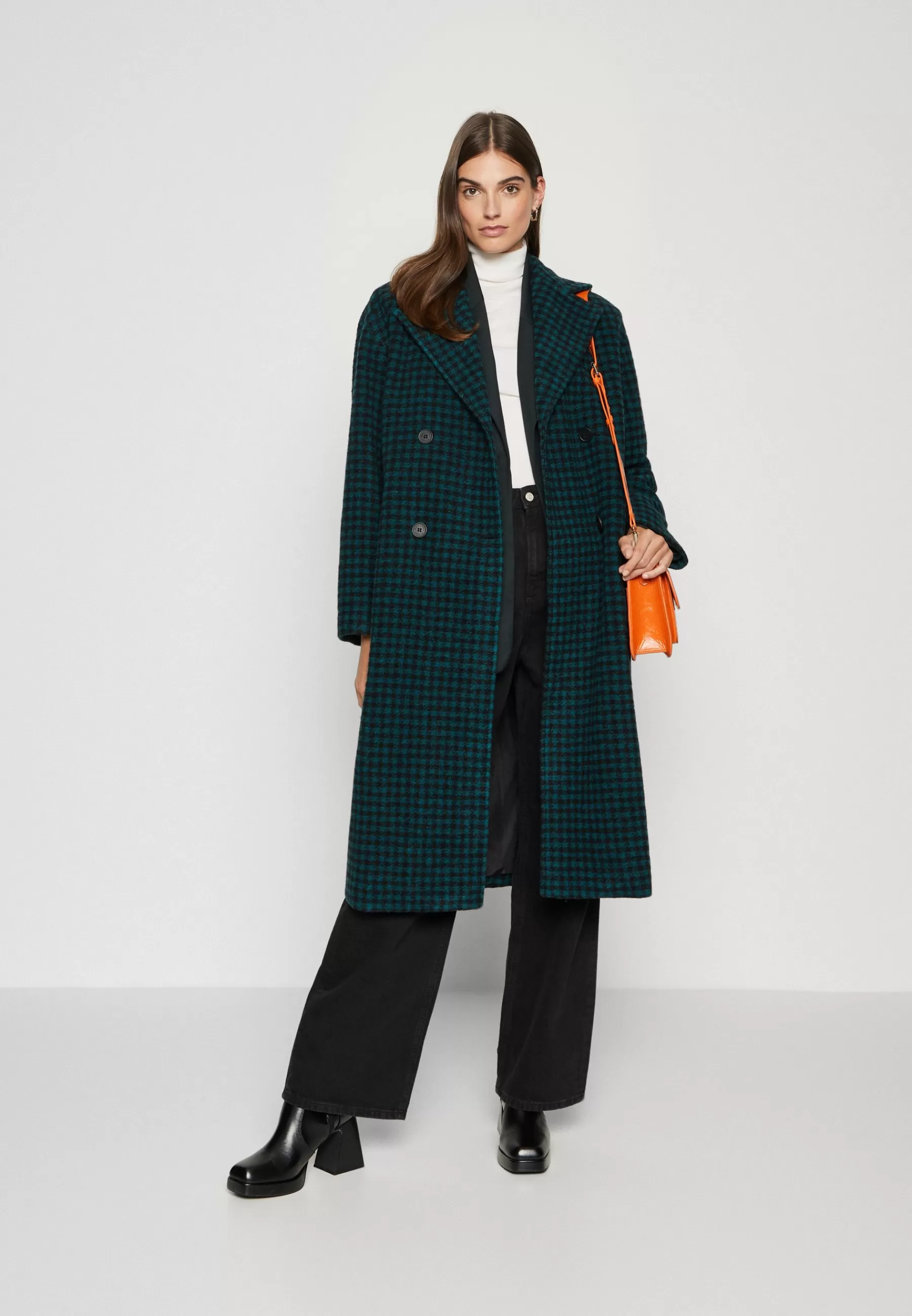 Discount Checked Double Breasted Coat - Cappotto Classico Donna Classici