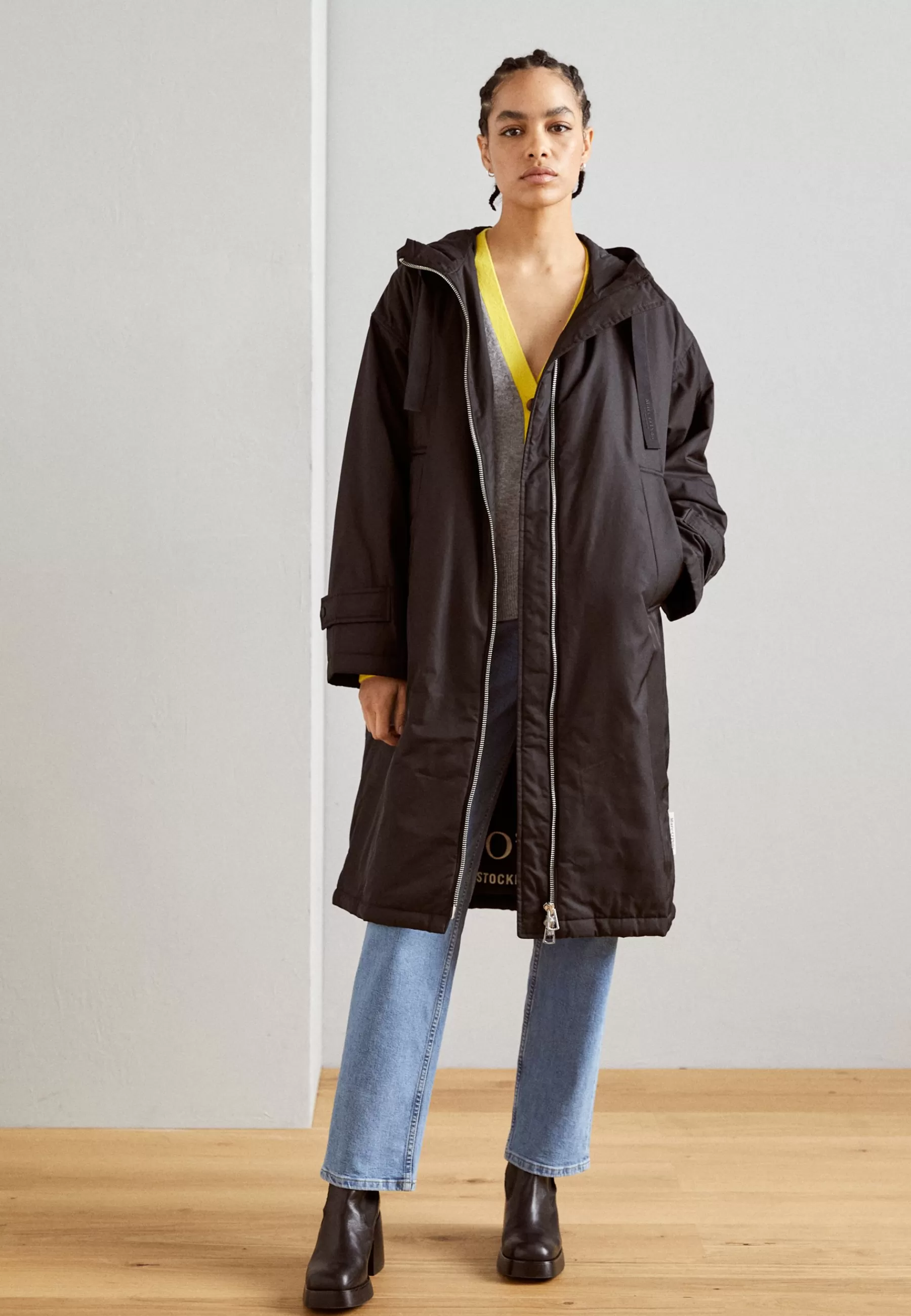 Discount Coat Long Padded Fixed Hood Zipper Drawstring Waist - Parka Donna Parka