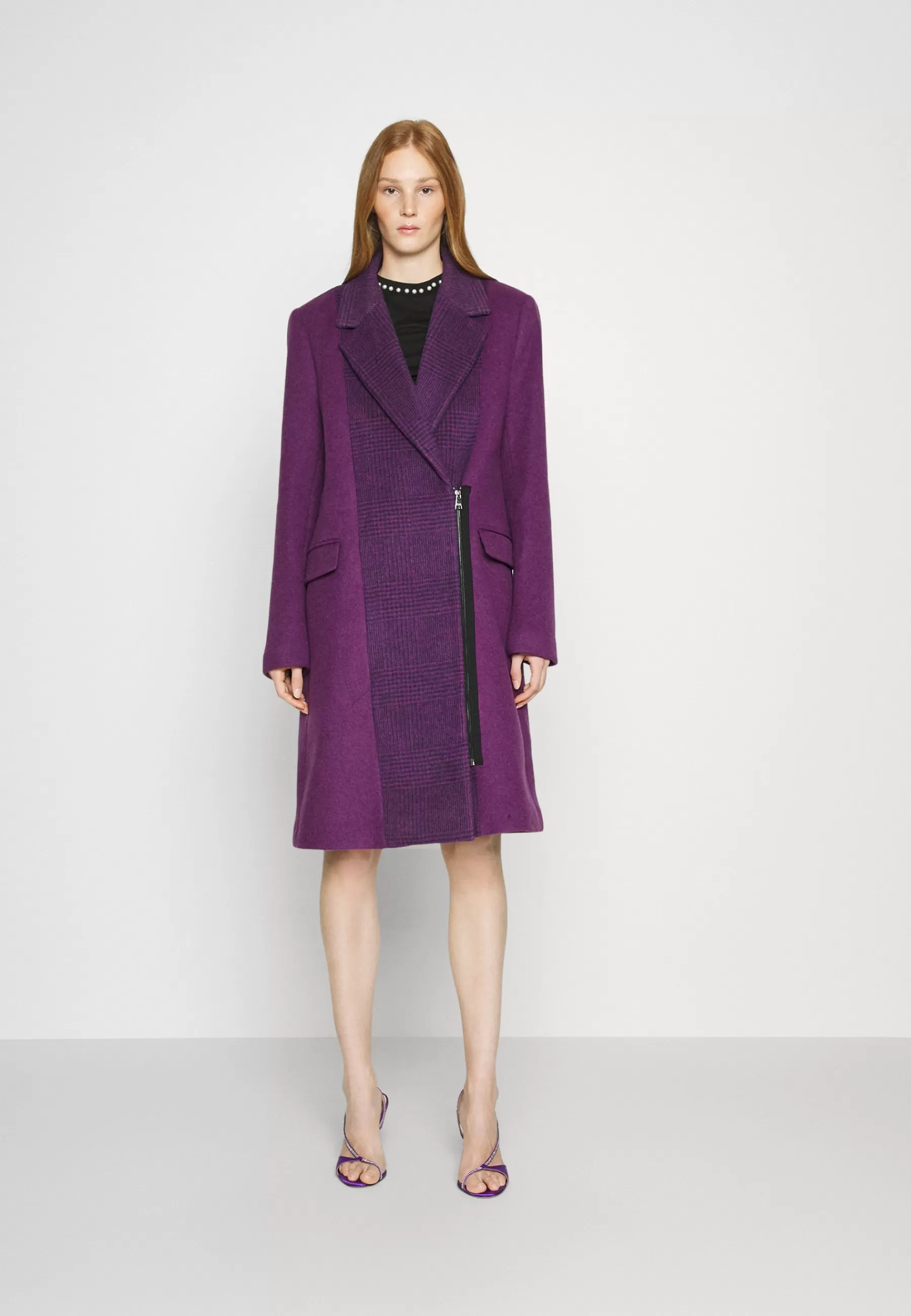 Clearance Contrast Panel Zip - Cappotto Classico Donna Classici