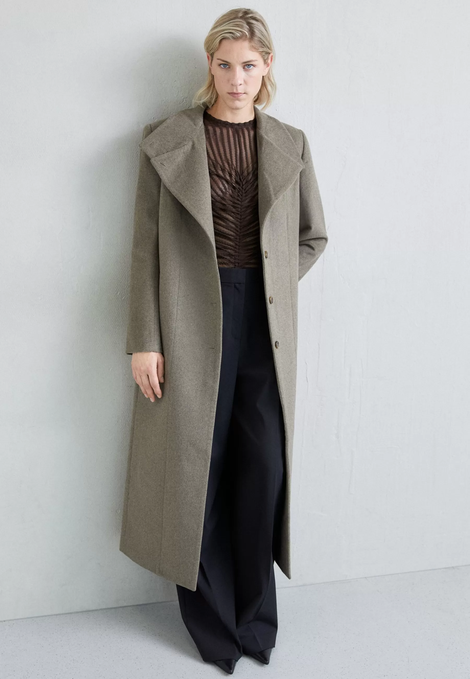 Cheap Diagonal Neck Maxi Coat - Cappotto Classico Donna Classici