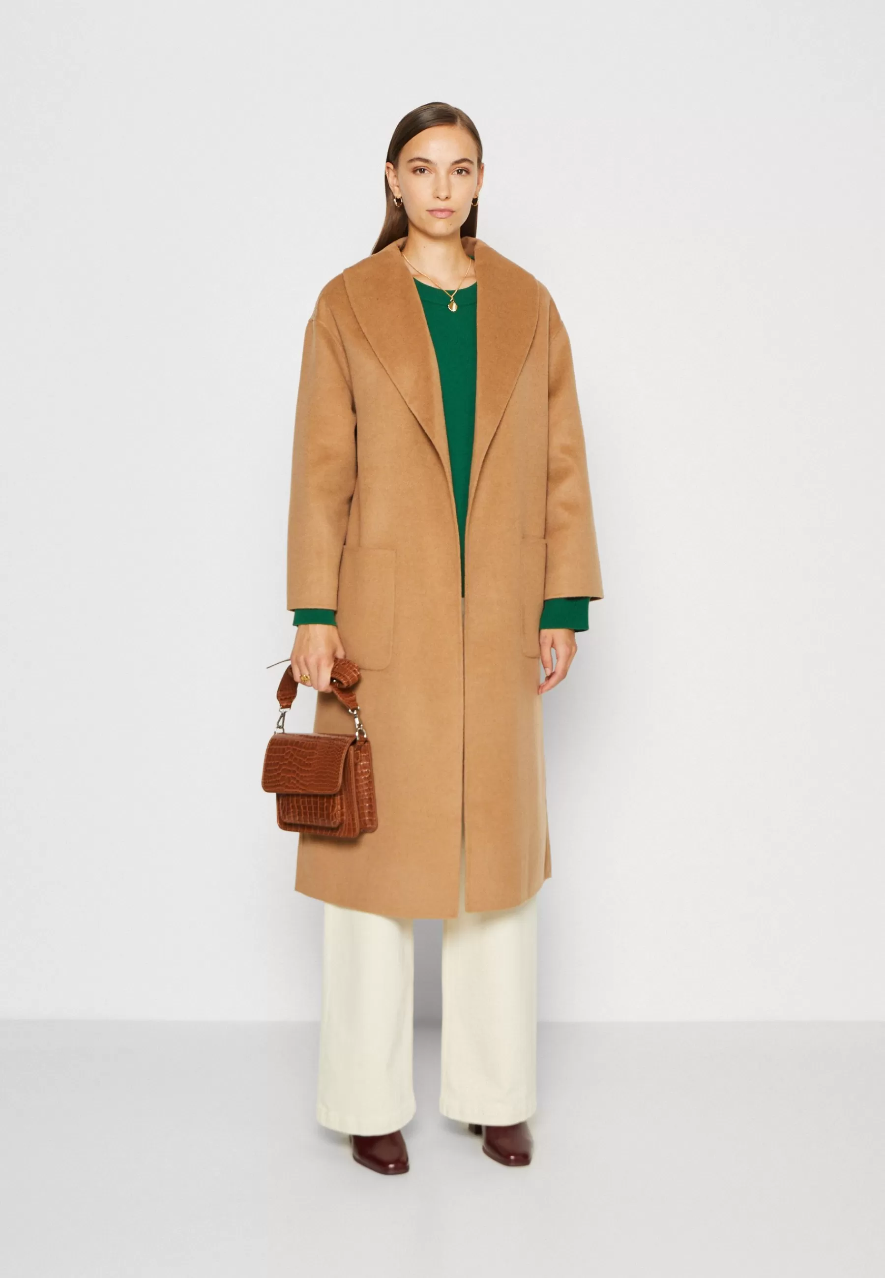 Online Handstitched Belted Coat - Cappotto Classico Donna Classici