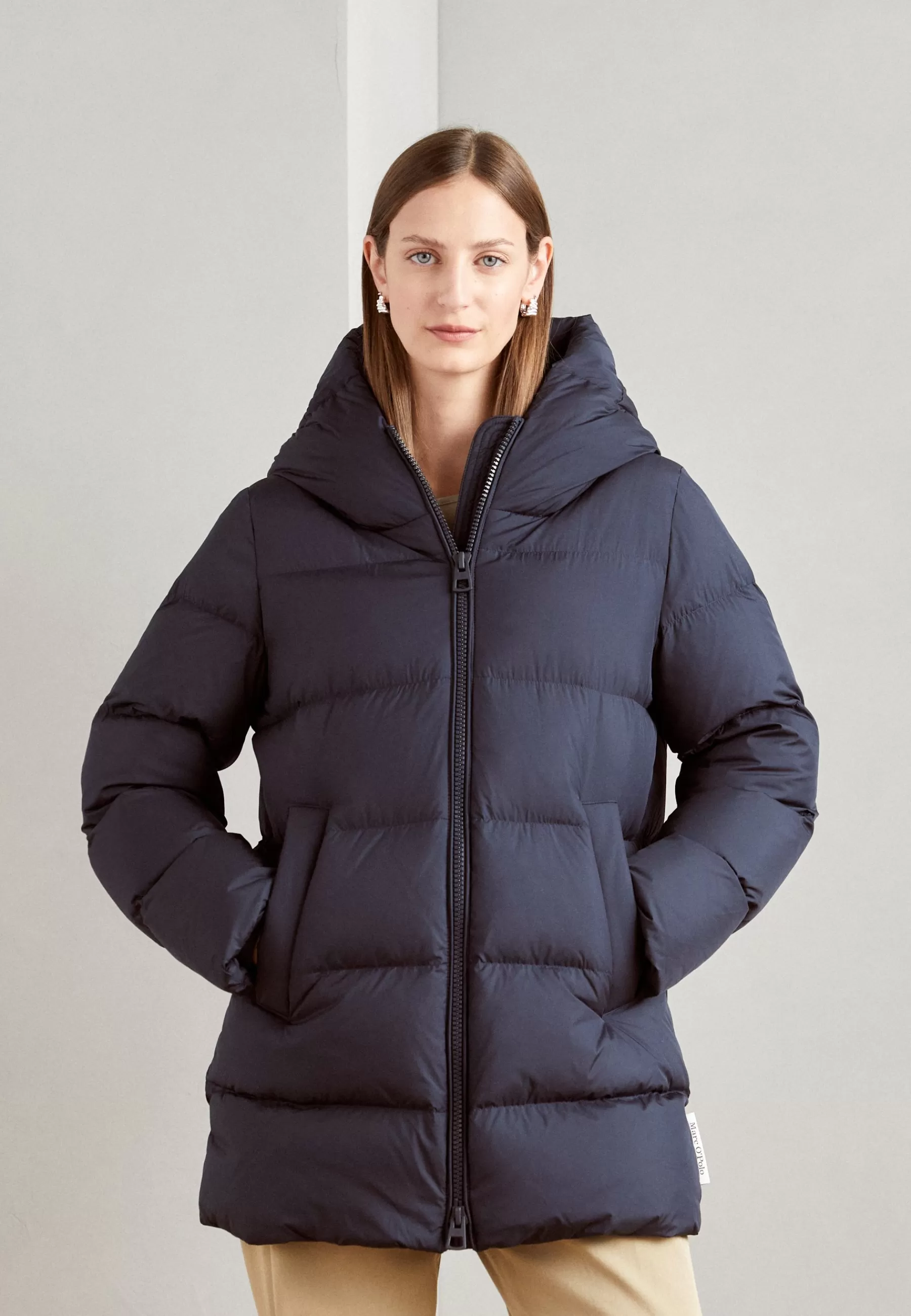 Discount Jacket Middle Length Fixed Hood Welt Pockets - Piumino Donna Piumini Lunghi