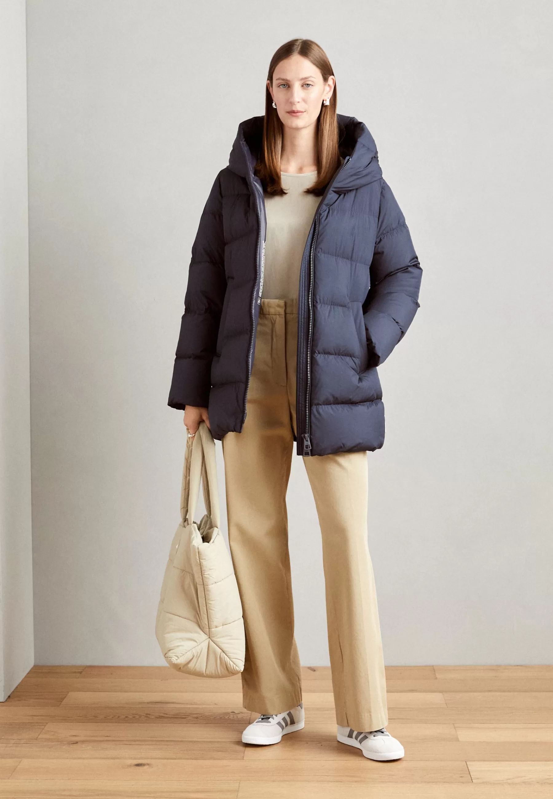 Discount Jacket Middle Length Fixed Hood Welt Pockets - Piumino Donna Piumini Lunghi
