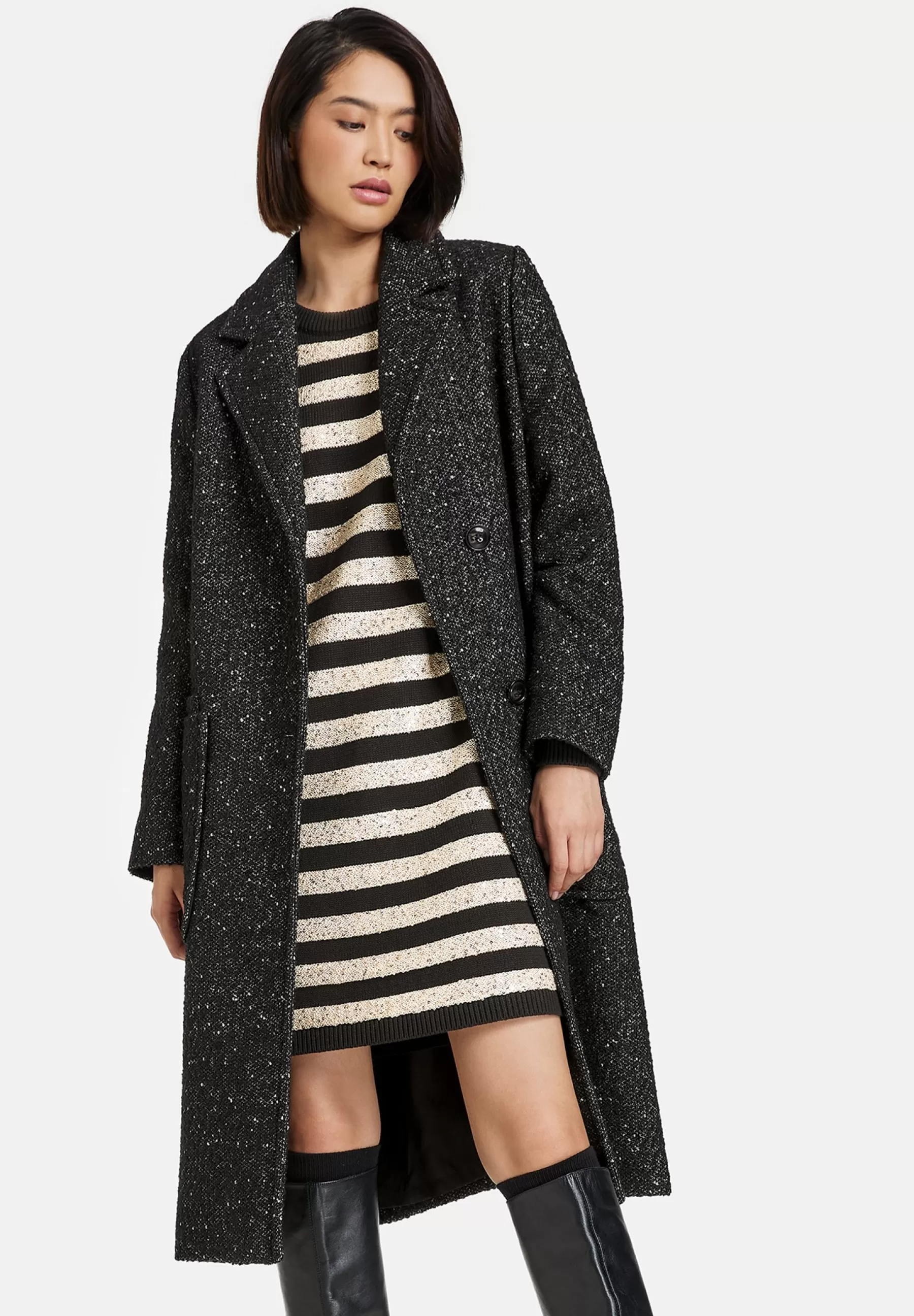 Shop Lang Kurzmantel Mit Bindegurtel - Cappotto Classico Donna Classici