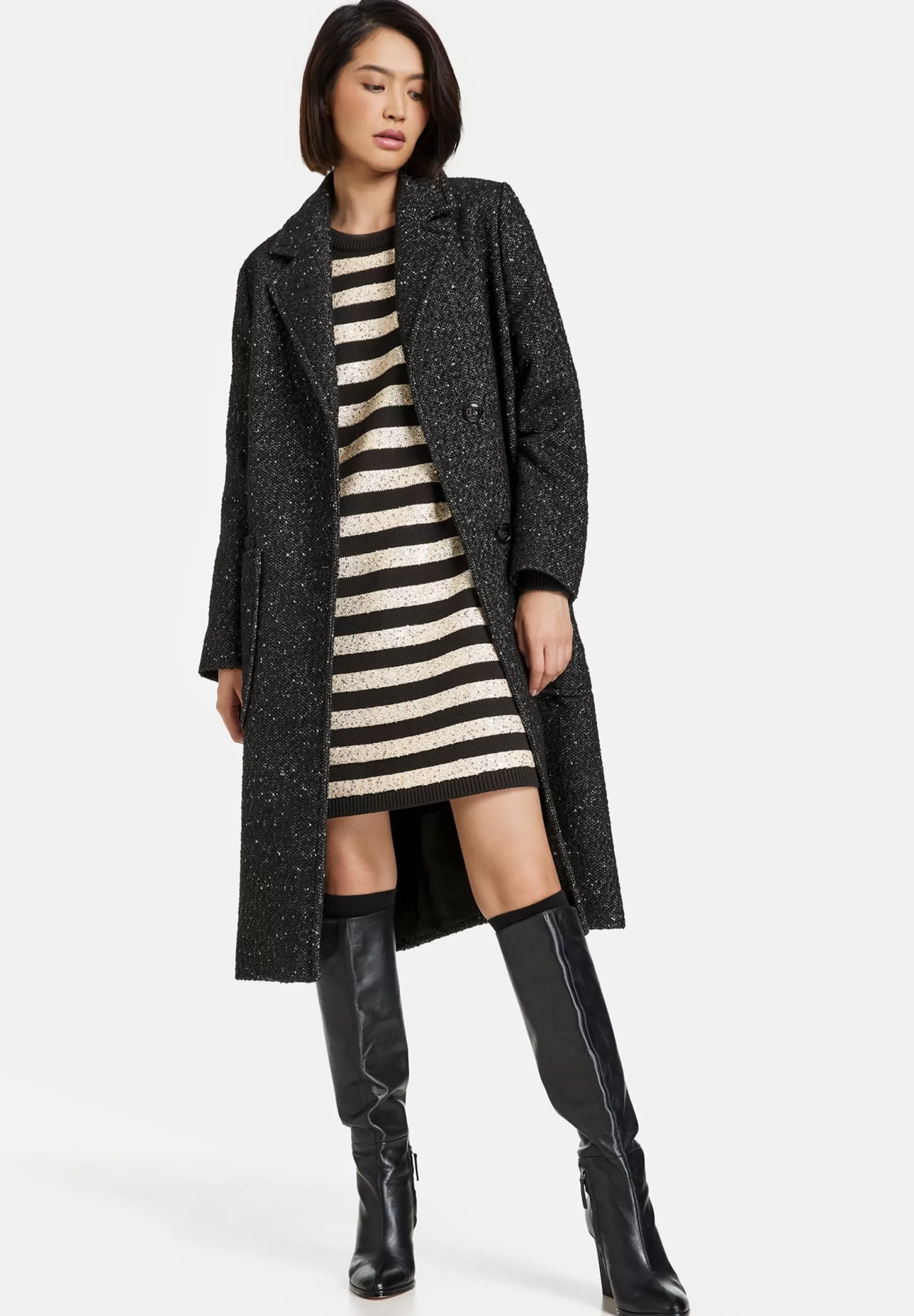 Shop Lang Kurzmantel Mit Bindegurtel - Cappotto Classico Donna Classici