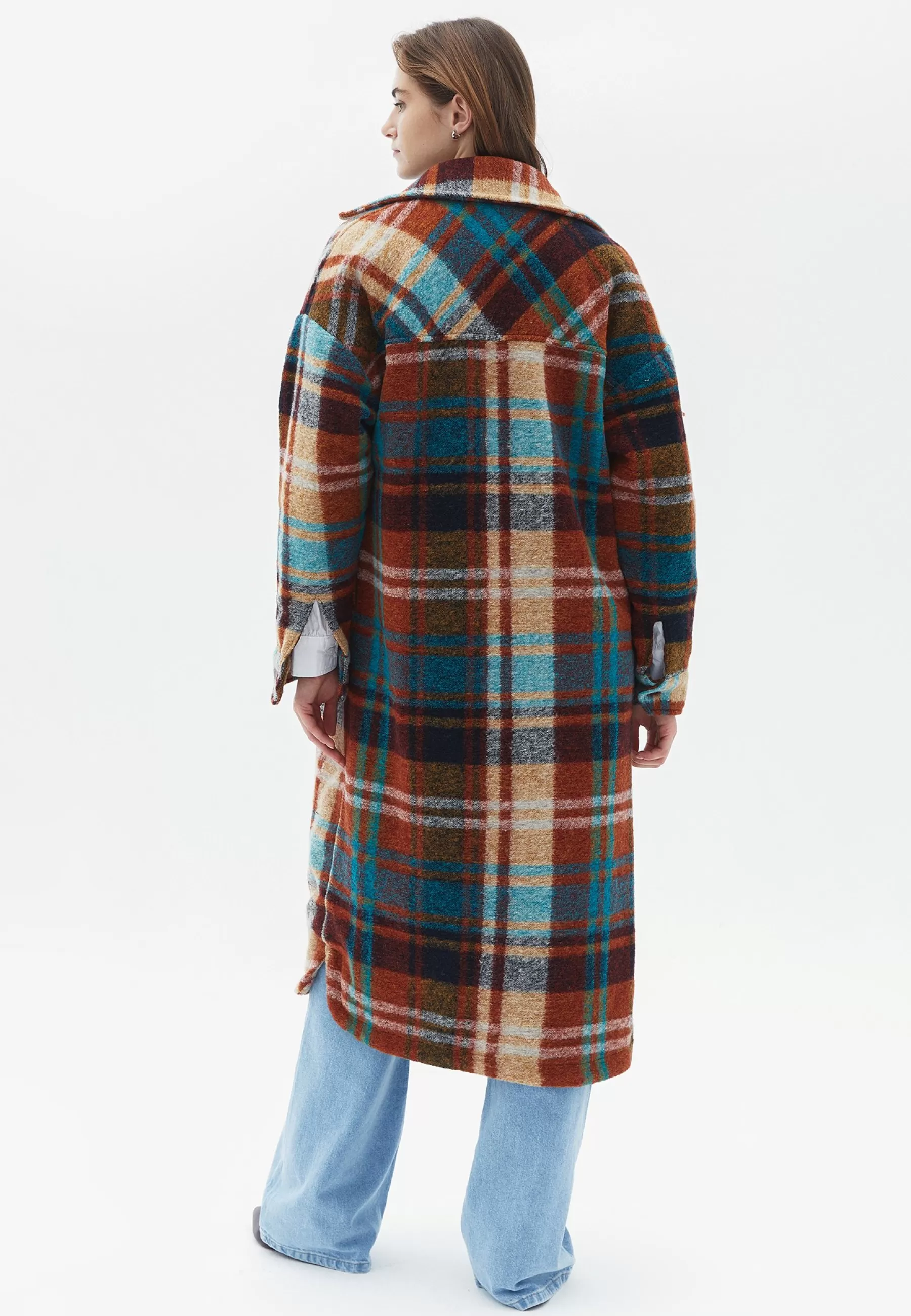 Hot Langer Mit Karierter Musterung - Cappotto Classico Donna Classici