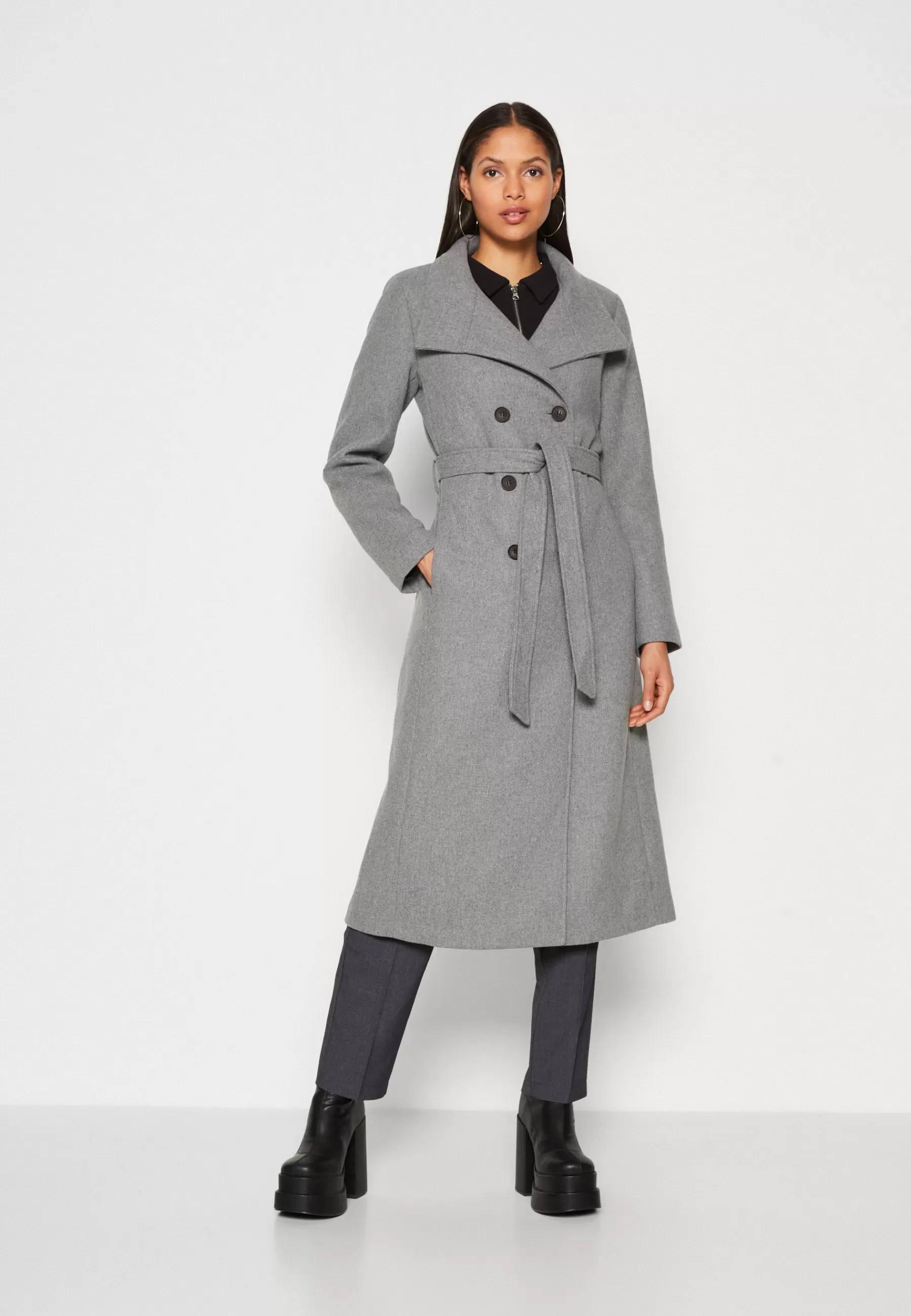 New Onlmedina Long Belted Coat - Cappotto Classico Donna Classici