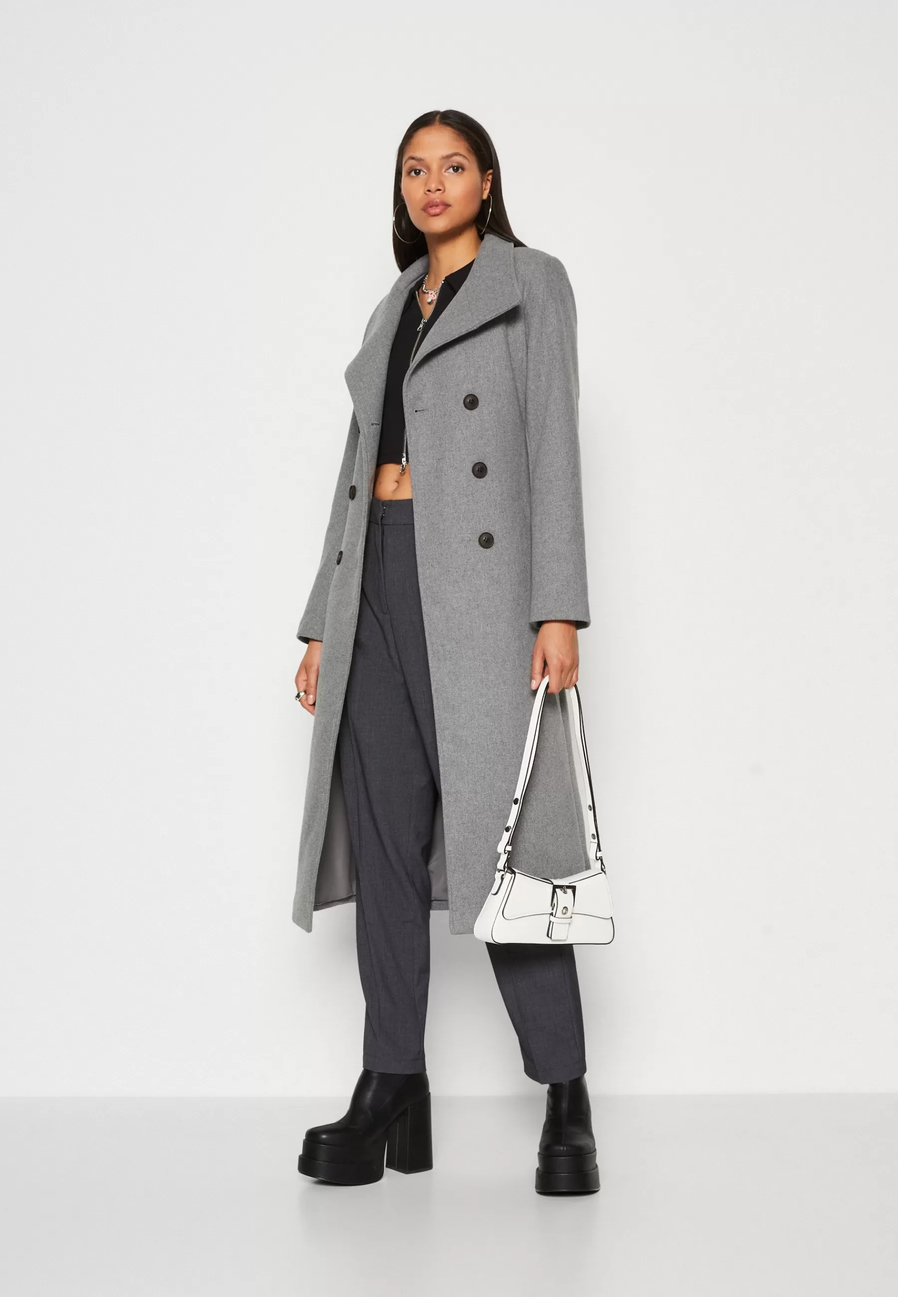 New Onlmedina Long Belted Coat - Cappotto Classico Donna Classici
