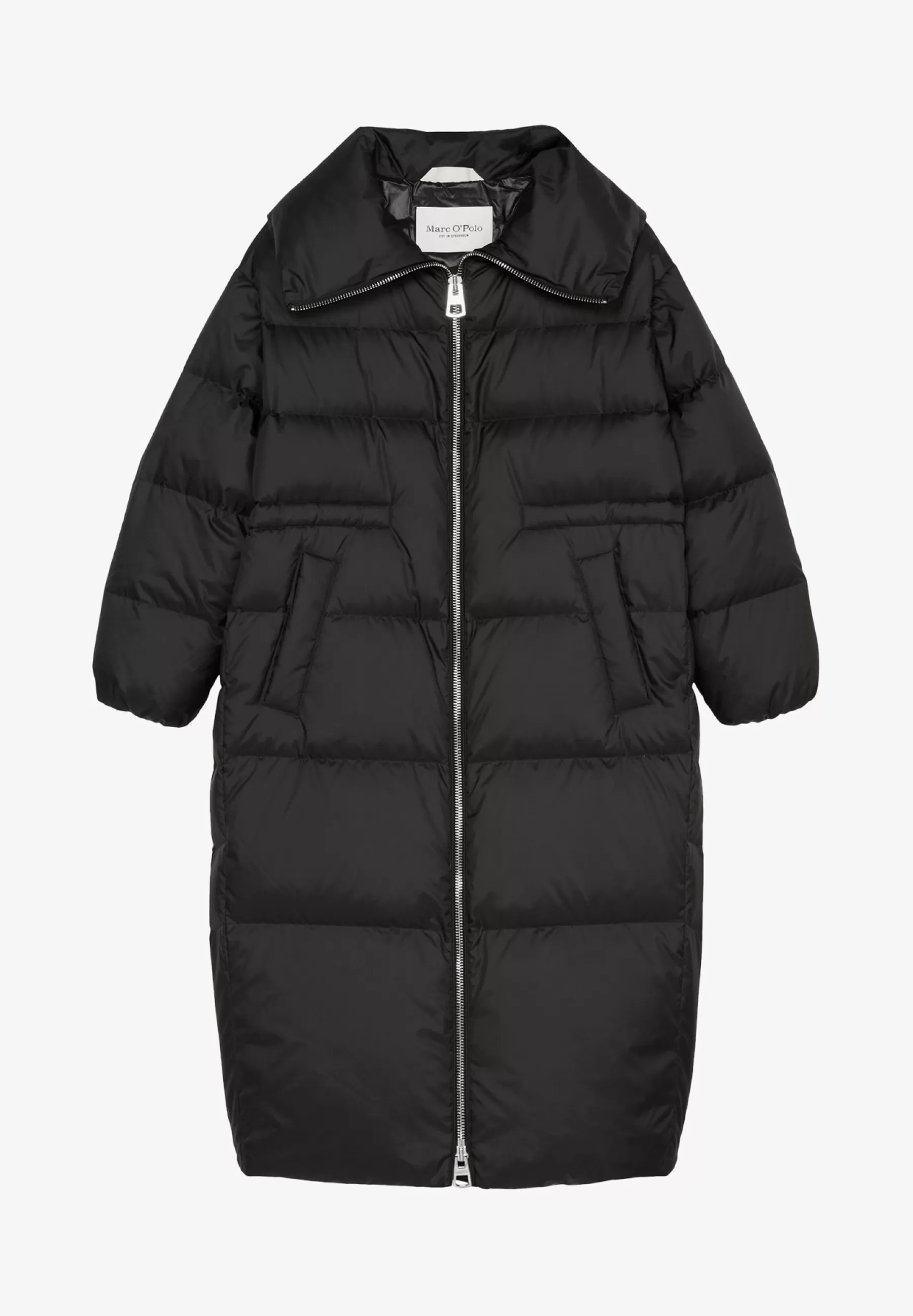 Best Sale Puffer Long Drawstring Waist Welt Pockets Side Slits - Piumino Donna Piumini Lunghi